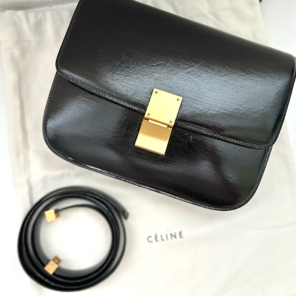 Auth CELINE Classic Smooth Calfskin Medium Box Bag w/ Strap - Picture 14 of 16